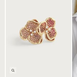 Anabel Aram Jewelry Gold-Tone Double Orchid Pave Ring mutiple sizes available